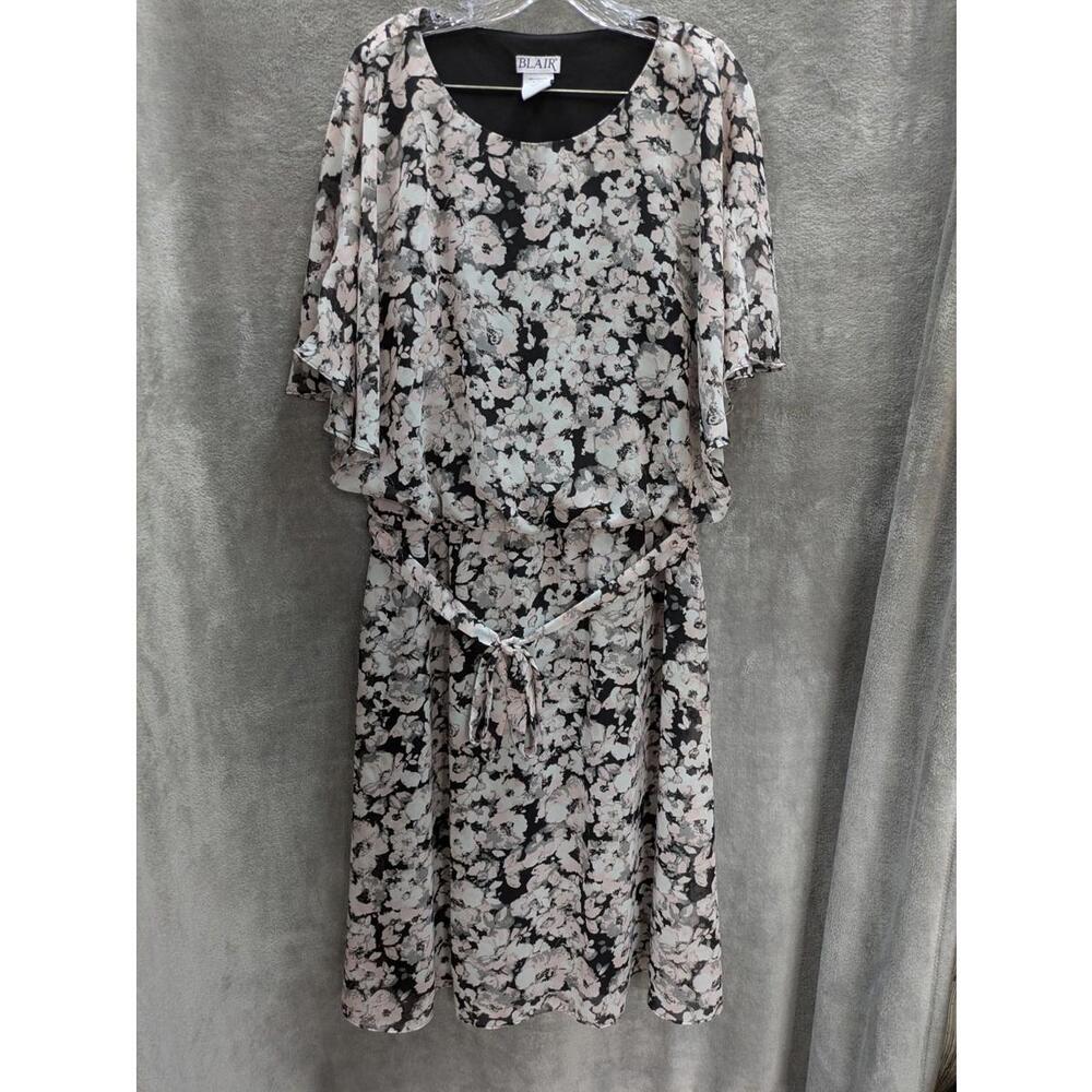 Blair Floral Midi Dress Women's 18 Plus Garden Party Pink Gray